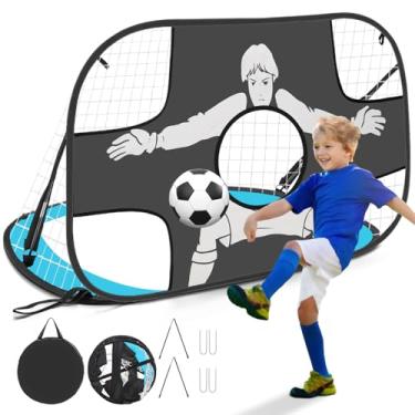 Imagem de Botahan Trave Futebol, 2 em 1 Gol Dobrável Duplo Treino com Goleiro Portátil, Azul, 120*80*80cm, 750g