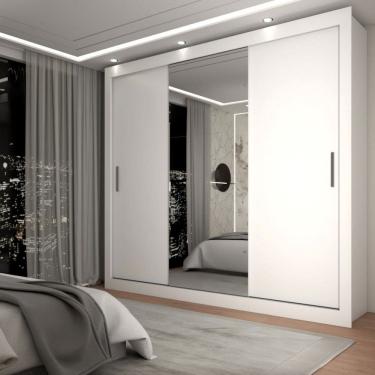 Imagem de Guarda-Roupa Casal Del Plata 3 Portas 4 Gavetas com Espelho Branco- Panorama Móveis