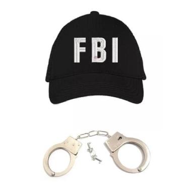 Imagem de Fantasia FBI C/ Boné Bordado Branco e Algemas - CM Presentes e Fantasi