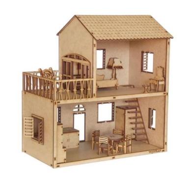 Imagem de Kit Casinha De Bonecas Miniaturas + Moveis Mini Mini Sacada W4005 - Wo
