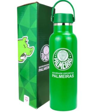Imagem de Garrafa Garrafinha Squeeze Térmica 500ml Aço Inox Academia Viagem Passeio Palmeiras Verdão Oficial