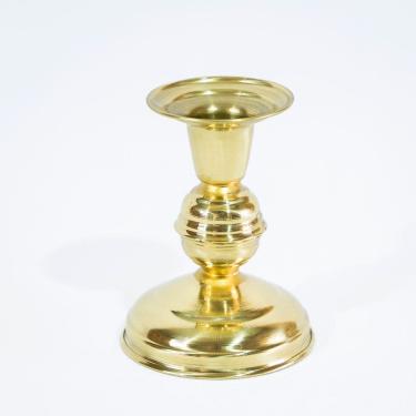 Imagem de Castiçal Dourado de Latão Suporte 1 Vela Igreja 1 Bola 9cm