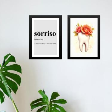 Imagem de Kit 2 Quadros Decorativos Sala Espera Dentista 33x24cm - com vidro - Q