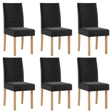 Imagem de Kit 6 Cadeiras para Sala de Jantar Elegance Mel/Preto