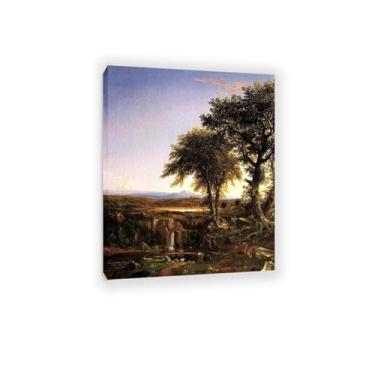 Imagem de FLUCK famosas pinturas a óleo reprodução, crepúsculo de verão pinturas a óleo grandes e modernas galeria de paisagens envolvidas obras de arte giclée80 x 105 cm (31 x 41 pol) moldura interna