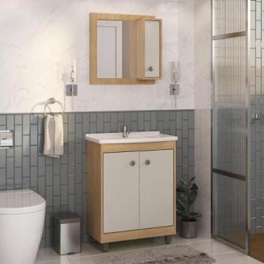 Imagem de Gabinete de Banheiro com Cuba e Espelheira 60cm Multimóveis CR10133, C