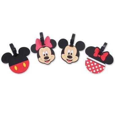 Imagem de Conjunto de etiquetas de bagagem Mickey Minnie Silicone Travel 4 unidades