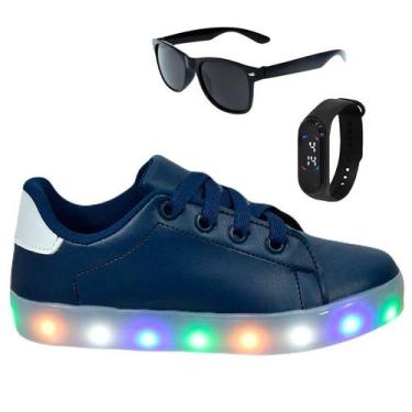 Imagem de Tênis Infantil Masculino De Led Casual Confortável Estiloso Básico Cad