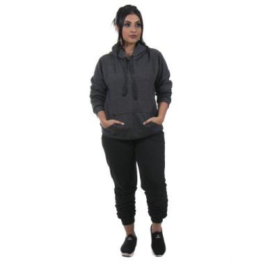 Imagem de Conjunto Moletom Feminino Calça Preta e Blusa de Moletom cor Grafite -