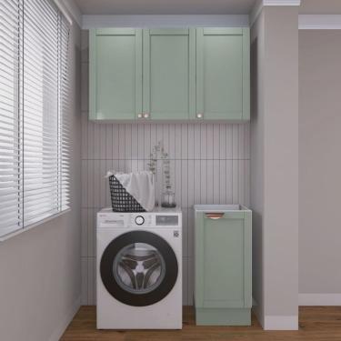 Imagem de Lavanderia Modulada 2 Peças sem Tampo 1 Armário Aéreo 3 Portas 1 Balcão Cabecasa Madeiramadeira