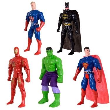 Imagem de Quinteto Heróis Brinquedos 29cm Liga Da Justiça E Vingadores