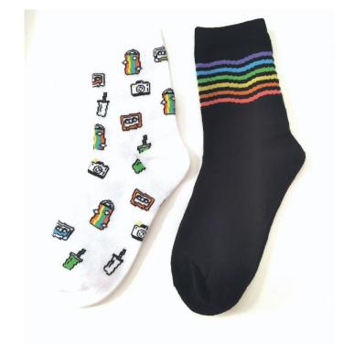 Imagem de Kit 2 Pares Meias Cano Médio Infantil Menina Basic+ Algodão Estampada