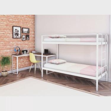 Imagem de Conjunto para Quarto 1 Beliche e 1 Escrivaninha em L 105x105cm Completa Casa