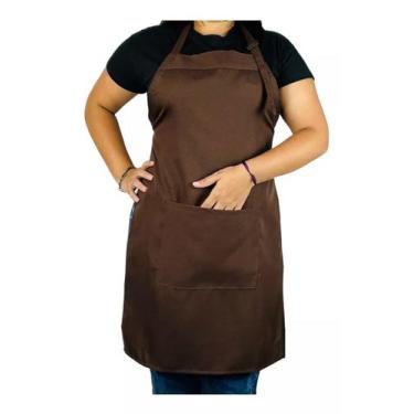 Imagem de Avental Com Bolso Oxford Várias Cores Cozinha Atacado Garçom Cor Marro