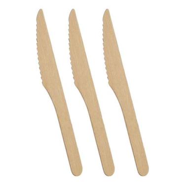 Imagem de Faca De Madeira Biodegradável Para Refeição 16cm 50u Kit 3, Faca de ma