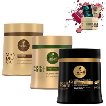 Imagem de Kit Haskell Mascaras Cavalo Forte Mandioca Murumuru 500g