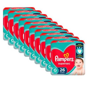Imagem de Kit 10 Fralda Descartável Pampers Supersec Pacotão G - 260 Tiras