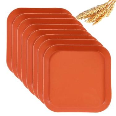 Imagem de Conjunto de pratos quadrados de palha de trigo de 15 cm, prato de jantar profundo inquebrável, leve, uso reutilizável para casa e cozinha (vermelho, 8)