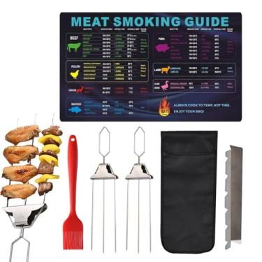 Imagem de Espetos para churrasco, espetos para grelhar | Palitos para churrasco de aço inoxidável para serviços pesados ​​com 3 maneiras | Espetos de espetinho de metal multifuncional para exterior, espetos de