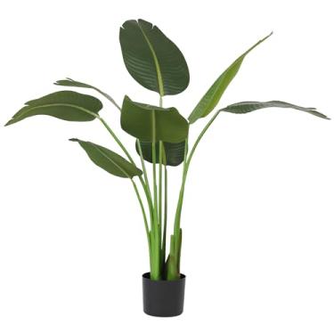 Imagem de Worth Planta artificial de jardim pássaro do paraíso 1,2 m, árvore tropical sintética para decoração de casa e escritório, 114 cm de vegetação realista para uso interno e externo
