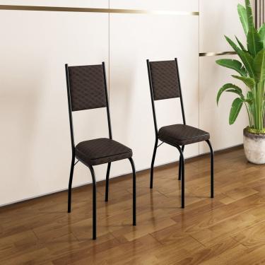 Imagem de Kit com Duas Cadeiras de Cozinha 90cm X 43cm X 34cm Preto/Tecelão Cacau