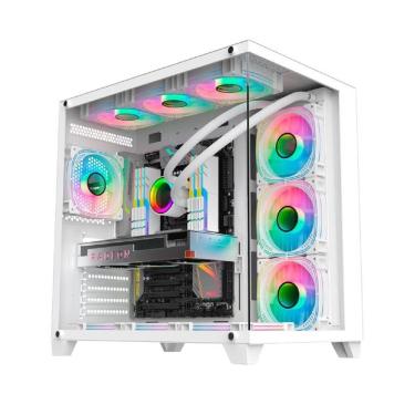 Imagem de Gabinete Gamer K-Mex Ghost Shark CG-W2J1, Aquário, Mid Tower, Vidro Temperado, Sem Fonte, Sem Fan, Branco