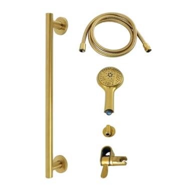 Imagem de Kingston Brass KAK1547E Feito para combinar com sistema deslizante/barra de apoio e chuveiro de mão, 14 cm (C) x 7-1/10.2 cm (L) x 27-1/20.3 cm (A), latão escovado