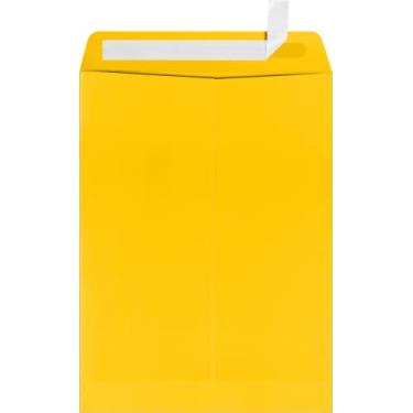 Imagem de Envelopes de janela aberta de 22 x 30 cm com descasque e pressione - amarelo girassol (50 unidades) | Perfeito para temporada fiscal, envio de catálogos, panfletos, brochuras e muito mais! | LUX-1590-12-50