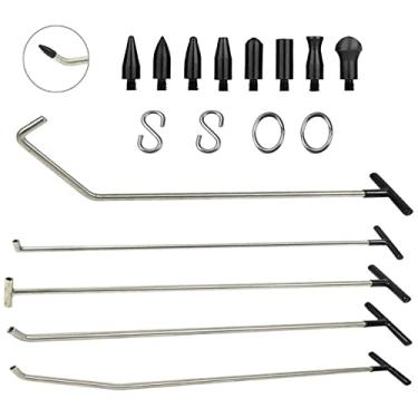 Imagem de JMgist Rods Tools Kits de reparo de amassados sem pintura com 8 cabeças cônicas e gancho em S para carro carro conjunto de remoção de danos de granizo ferramentas manuais de aço inoxidável