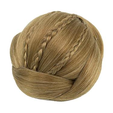 Imagem de IMISSU Capa de cabelo de dançarina de chignon trançado tamanho pequeno apliques de cabelo scrunchies coque peruca updo (M2 Mistura de cobre)