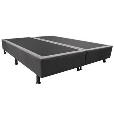 Imagem de Base Para Cama Casal Queen 158x198cm Bipartido Liz S05 Suede Bordado Cinza - Mpozenato