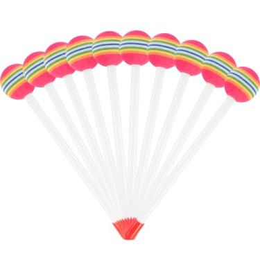 Imagem de 10 baquetas de pirulito arco-íris, tambor de pirulito macio, martelo de percussão de cabeça de espuma macia, baquetas redondas de feltro para bateria de plástico para crianças e adultos, acessórios de