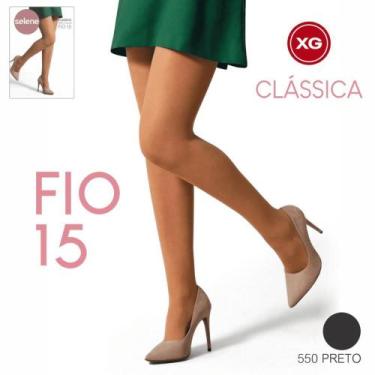 Imagem de Meia Calça Selene Fio 15 Tamanho Especial 9120.001, Preto, XG