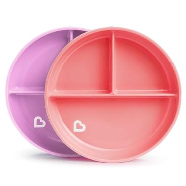 Imagem de Prato infantil com ventosa Munchkin® Stay Put™, rosa/roxo, pacote com 2
