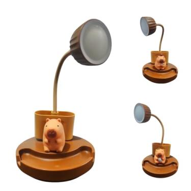 Imagem de Luminária De Mesa Capivara Led Porta Canetas Lápis Celular Decorativo Abajur Estudo Sala Decorativo sala Quarto (Marrom)