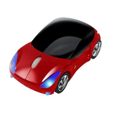 Imagem de Mouse de carro sem fio, pequeno, esportivo, em forma de carro, com receptor USB, 3 botões, 1600DPI Mini mouse óptico portátil sem fio para laptop, PC, computador, mesa, viagem, casa, escola, presente