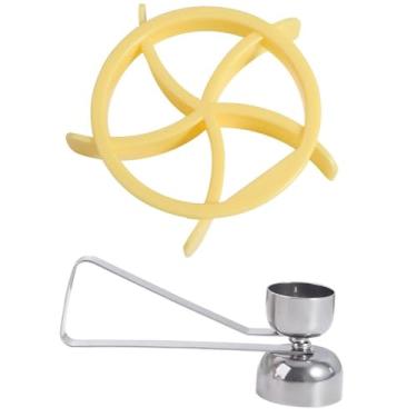 Imagem de Topo de ovo de aço inoxidável com cabeça dupla, removedor de casca de ovo, cortador de massa de plástico, prensa de biscoitos, faça você mesmo, molde de rolo de pão com padrão giratório