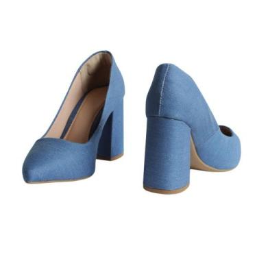 Imagem de Tamanco Salto Bloco 9cm - Cor Azul Claro / Ref 10 - FLYSHOES, 35