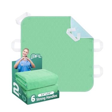 Imagem de PICK FOR LIFE Protetor De Cama Lavável Para Incontinência: Absorventes Impermeáveis Com Alças Resistentes, 2 Pacotes Protetores Reutilizáveis, Prancha Transferência Posicionamento Idosos, Adultos, A