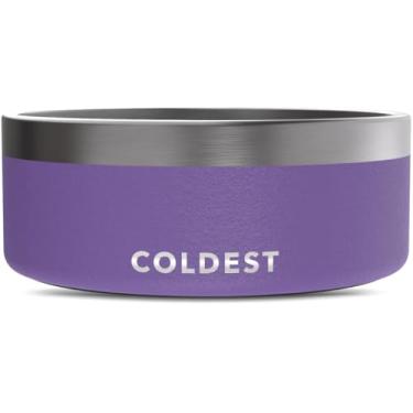 Imagem de Tigela para cães Coldest Dog – Tigela de metal antiferrugem e antiderrapante, grande, à prova de derramamento, resistente, com 3 camadas, tigela isolada para cães – Tigela para comida e água para