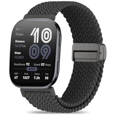 Imagem de Oanux Pulseira de relógio de nylon trançado magnética de 22 mm, compatível com Amazfit Bip 6/Amazfit Bip 5, pulseira esportiva macia respirável para Amazfit Helio e GTR 4/3 Pro/3/2/2e/47 mm masculino