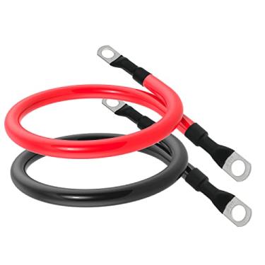 Imagem de Cabo de bateria 4 AWG Calibre 4AWG Cabos inversores de bateria de cobre puro com terminais de 3/20.3 cm Conjunto de fios do inversor de energia para automotivo solar marinho barco RV carro motocicleta