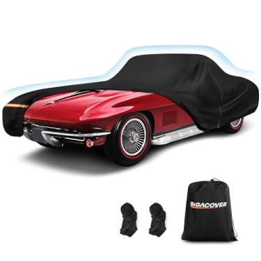 Imagem de BIGACOVER Capas de carro impermeáveis para Corvette C1/C2 1953-1967, capas de carro resistentes para automóveis ao ar livre cobertura completa chuva sol proteção UV com zíper de porta e alças