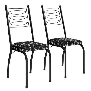 Imagem de Kit 2 Cadeiras Aço Carbono Tubular Metálica Acabamento D-25 Luana