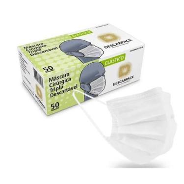 Imagem de Mascara Cirurgica Tripla C/Elastico Branca Caixa 50 Un. - DESCARPACK