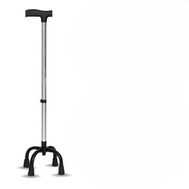 Imagem de Bengala Bastão Ortopédico Regulável 4 Pontas de Alumínio Leve para Idosos Preto 120kg Capacidade