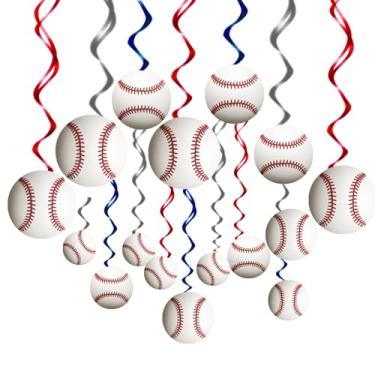 Imagem de 42 peças redemoinhos de festa de beisebol decorações suspensas beisebol festa de aniversário serpentinas de parede espirais penduradas no teto de festa de beisebol whirls suprimentos decorações festa juntos home office lembrancinhas de quarto