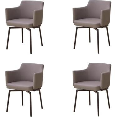 Imagem de Conjunto de 1 2 4 e 6 cadeiras de jantar, estilo moderno de meados do século, cadeira de cozinha giratória, à prova d'água, couro sintético, cadeiras de sala de jantar com design mais largo e maior