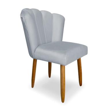 Imagem de Cadeira Pétala Decorativa Pés Palito Veludo Premium (CINZA-CLARO)