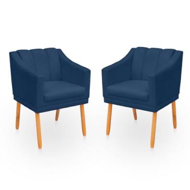 Imagem de Kit 2 Poltronas Cadeira para Sala Confortável e Moderna Mila Suede (Azul)